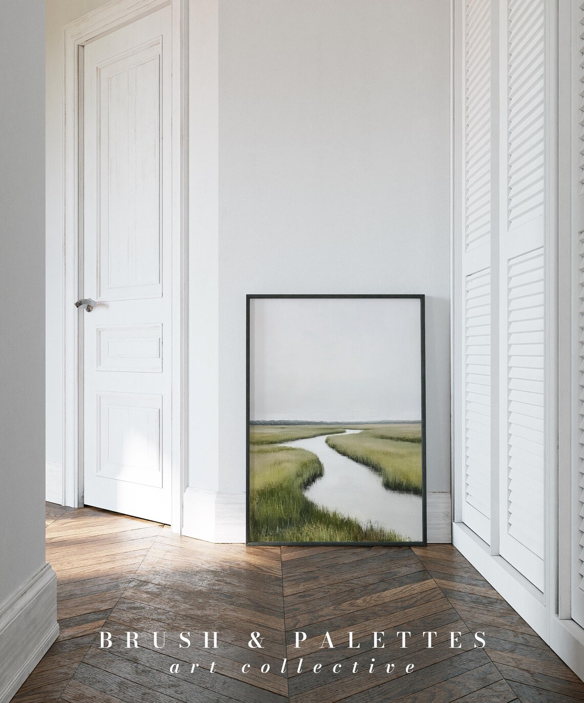Marshland River Minimalist Landscape Art Print - Image 3