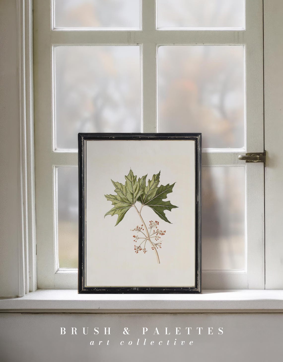Vintage Botanical Leaf Illustration Antique Green Plant Study Poster - Image 3