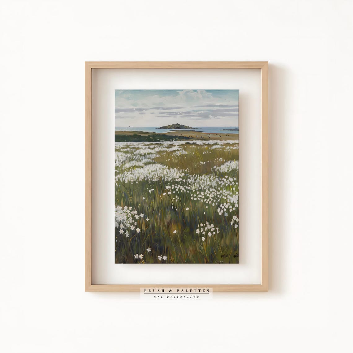 Coastal Wildflower Meadow Sea Island Distant View Landscape Poster - Image 2