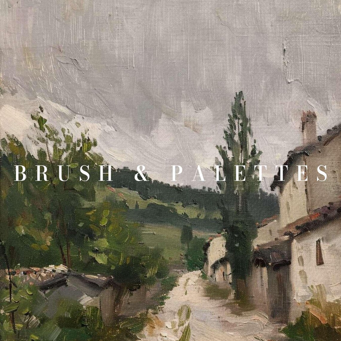 Village Road Old Stone Houses Impressionist Rural Landscape Art Poster - Image 3
