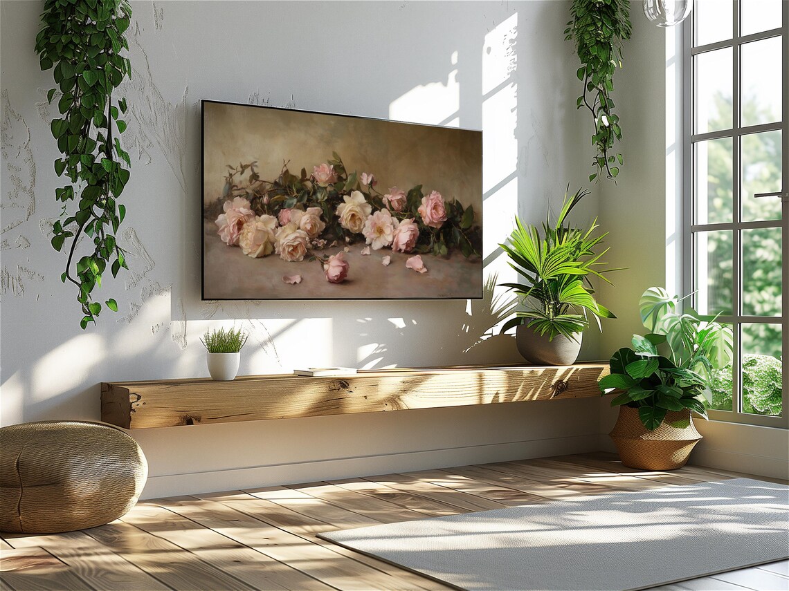 Moody Pink Roses Dark Academia Art Print - Image 3