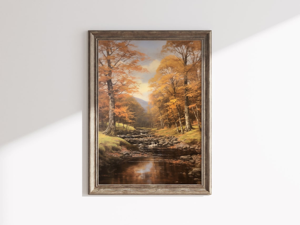 Vintage Autumn Moody Forest Art Print, Rustic Fall - Image 2