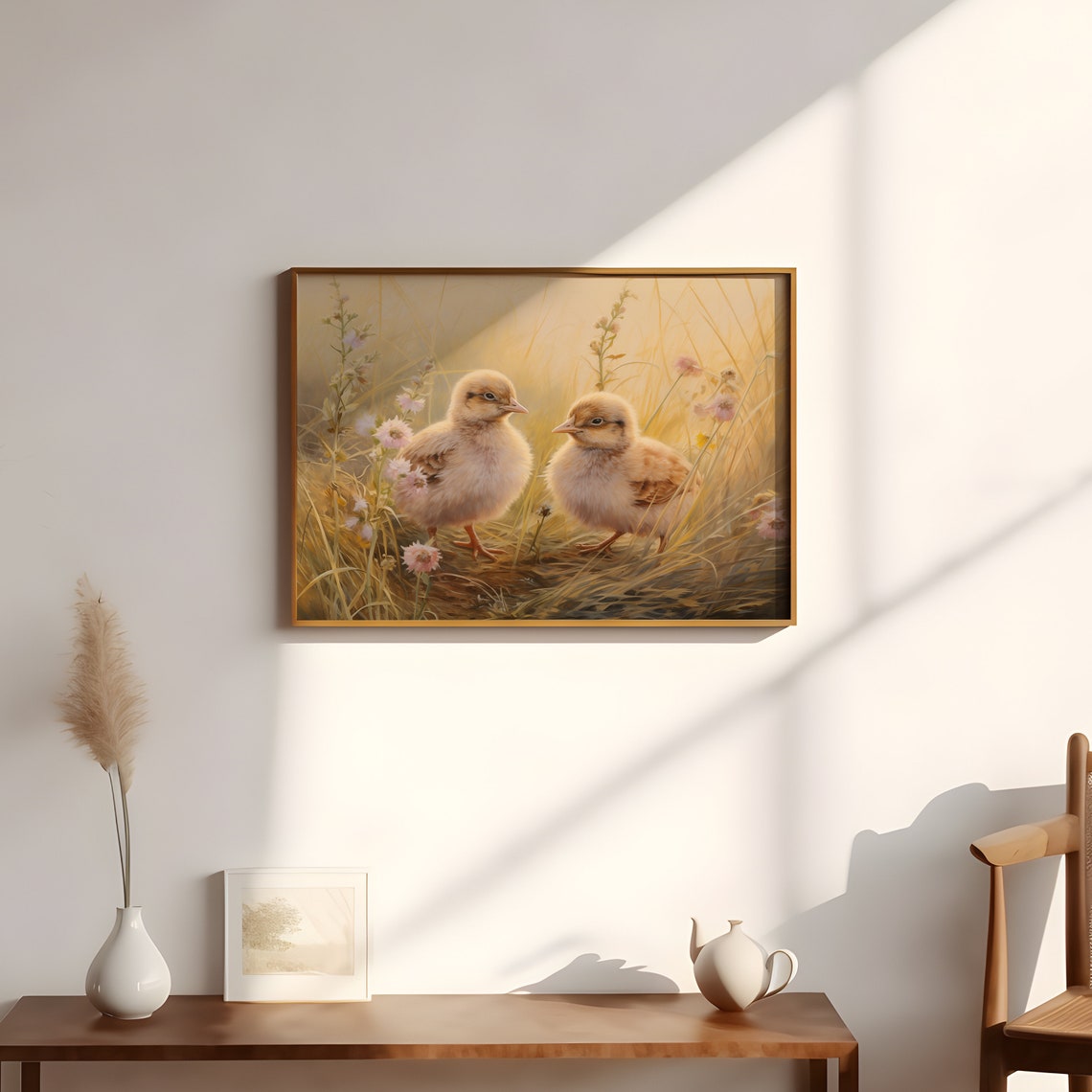 Easter Wall Art Farmhouse Print Vintage Wildflower Art Cute Chick Vintage Easter Decor Spring Nursery Room Wall Art - Image 3
