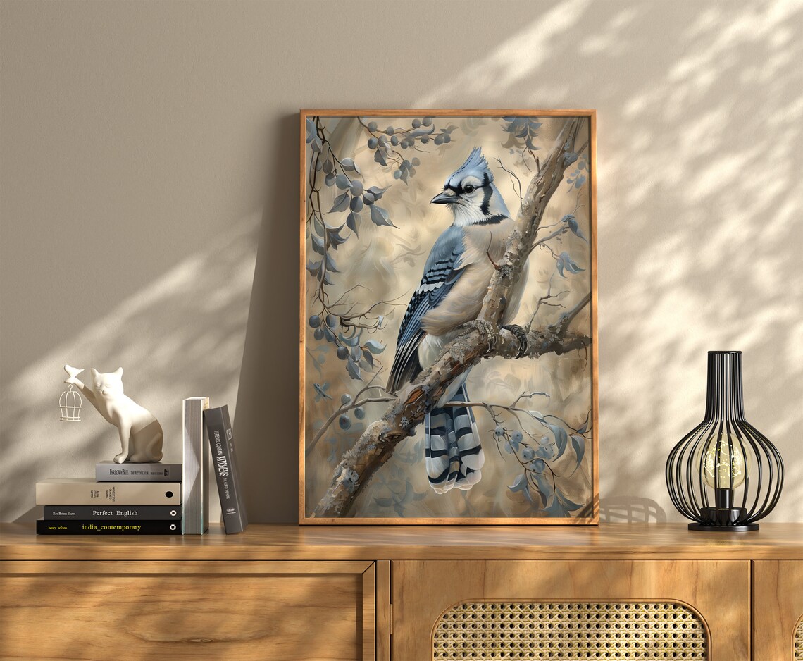 Vintage Blue Jay Bird Art Print, Rustic Farmhouse - Image 3