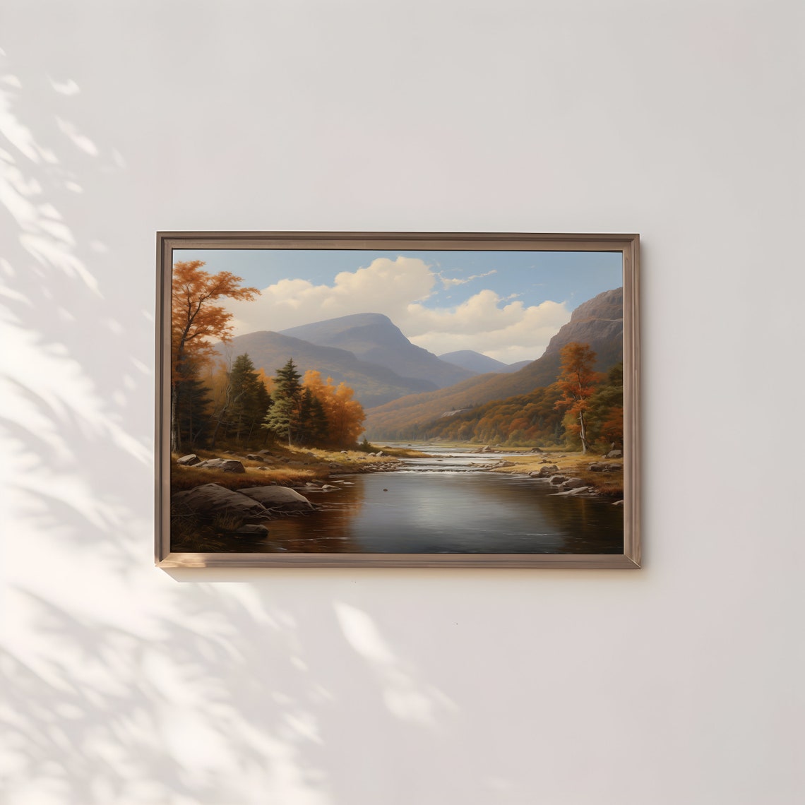 Autumn River Valley Mountain Reflections Vintage Fall Landscape Poster - Image 2