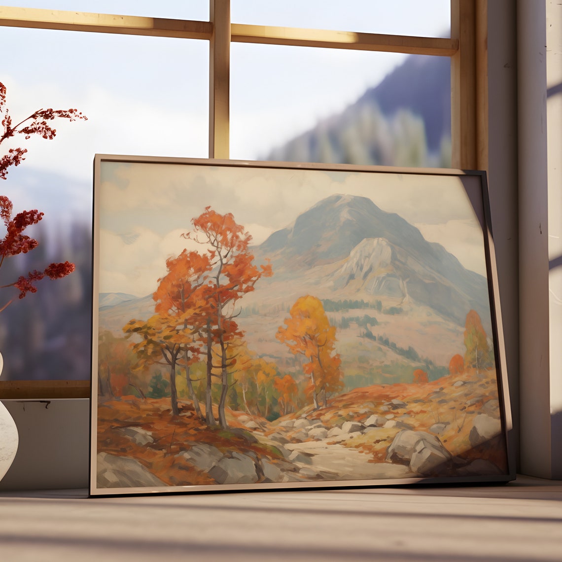Majestic Grand Alpine Mountain Peak Autumn Trees Fall Valley Poster - Image 3