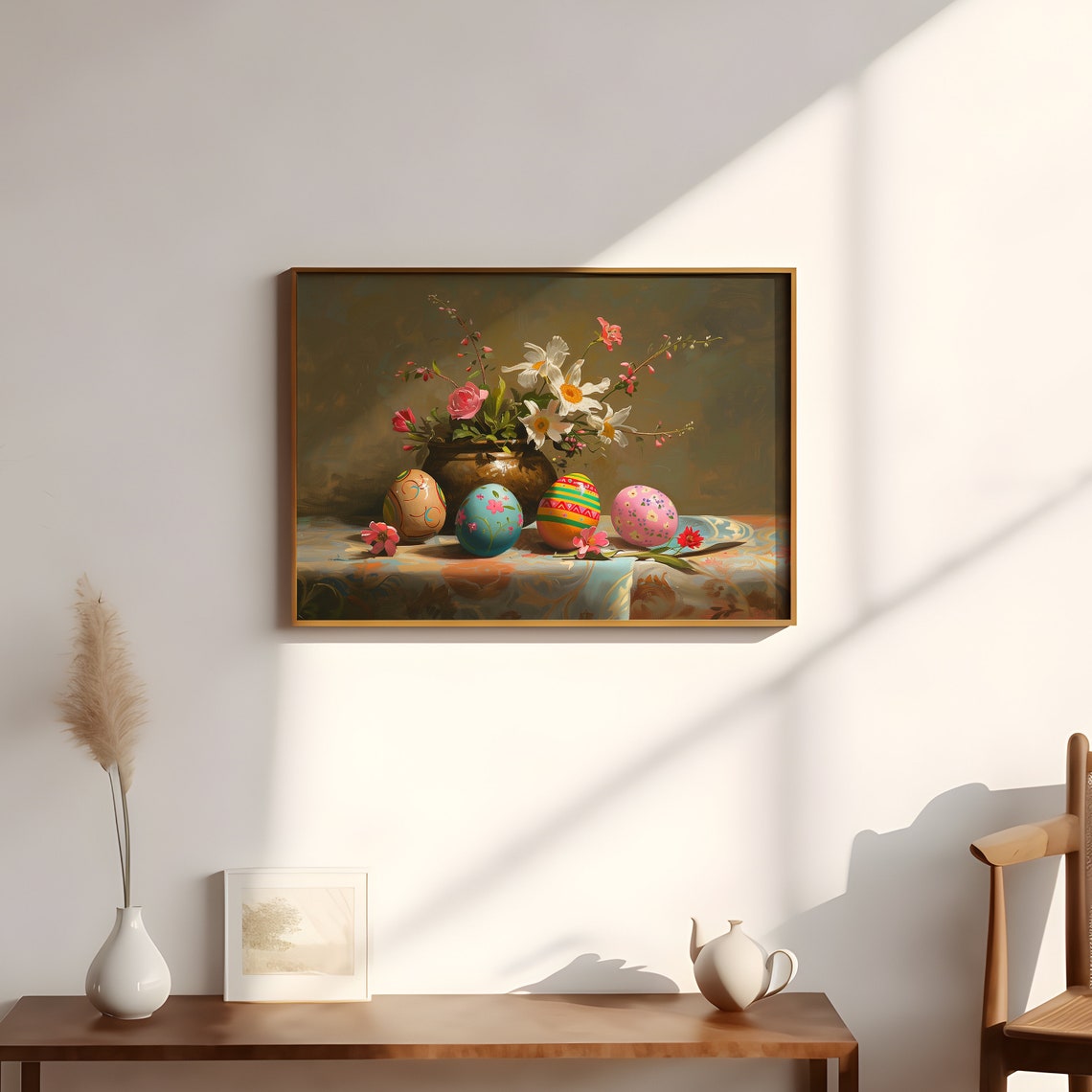 Easter Egg Still Life Daffodil Vase Moody Vintage Floral Poster - Image 3