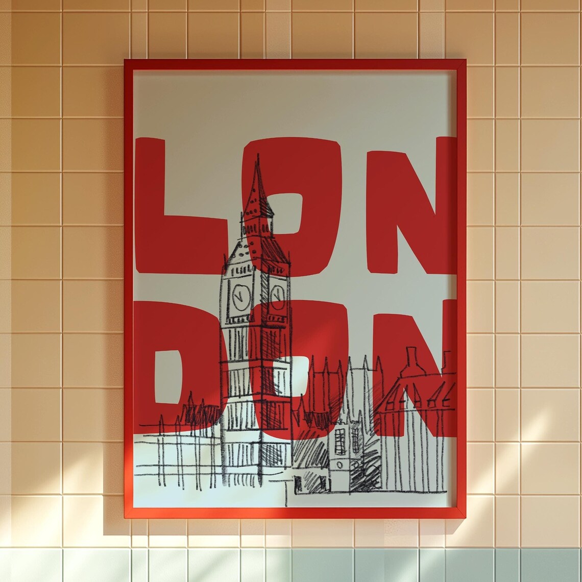 London Skyline Big Ben, Modern Typographic Travel Poster - Image 2