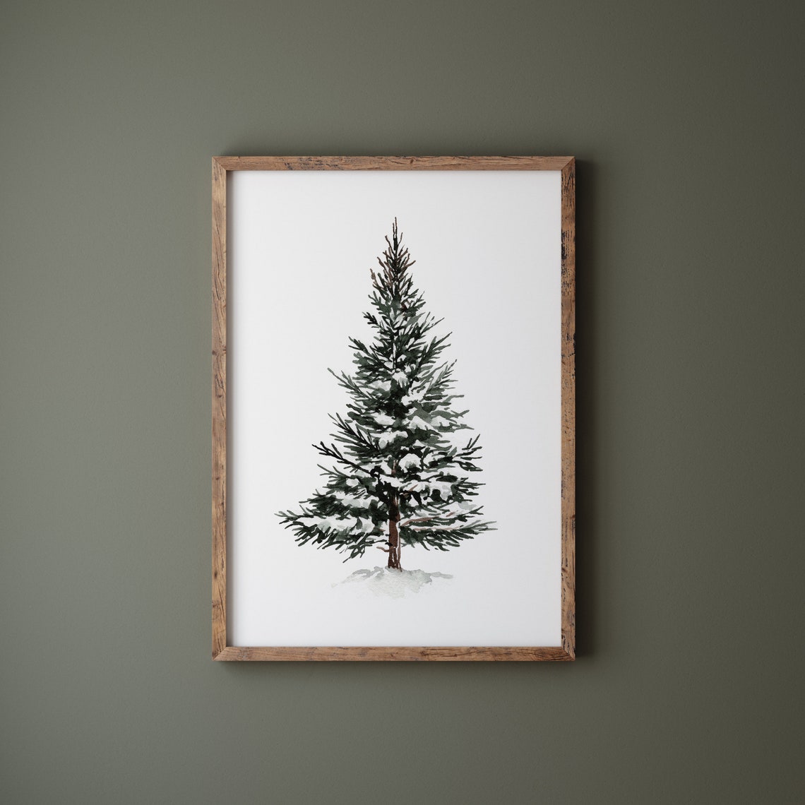 Snowy Evergreen Pine Tree Watercolor Winter Christmas Poster - Image 2