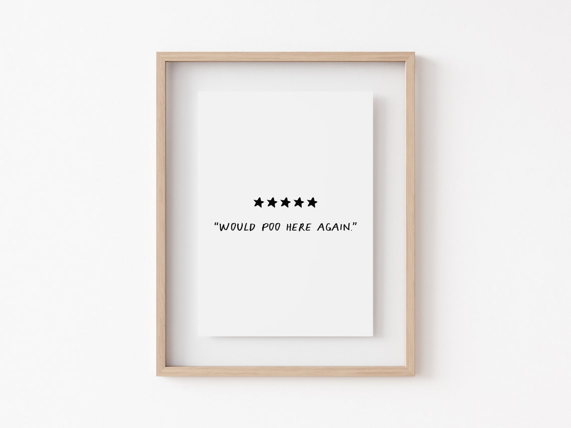 Funny Five Star Review Would Poo Here Again Bathroom Humor Poster - Image 2