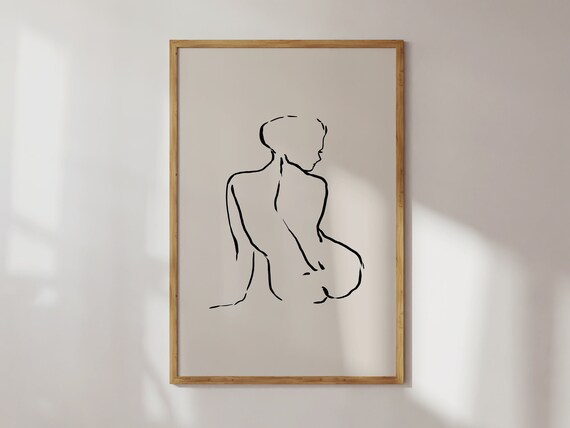 Abstract Female Figure One Line Art Nude Sketch Decor Poster