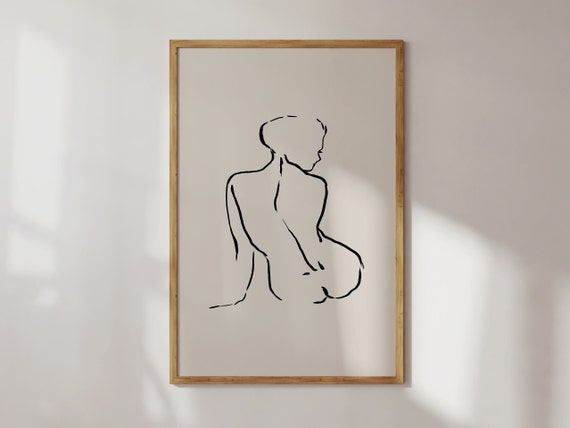 Sexy Line Art Print Woman Drawing Art Nude Line Drawing Female Nudity Female Body Line Art Boho Line Art Minimalist Wall Art