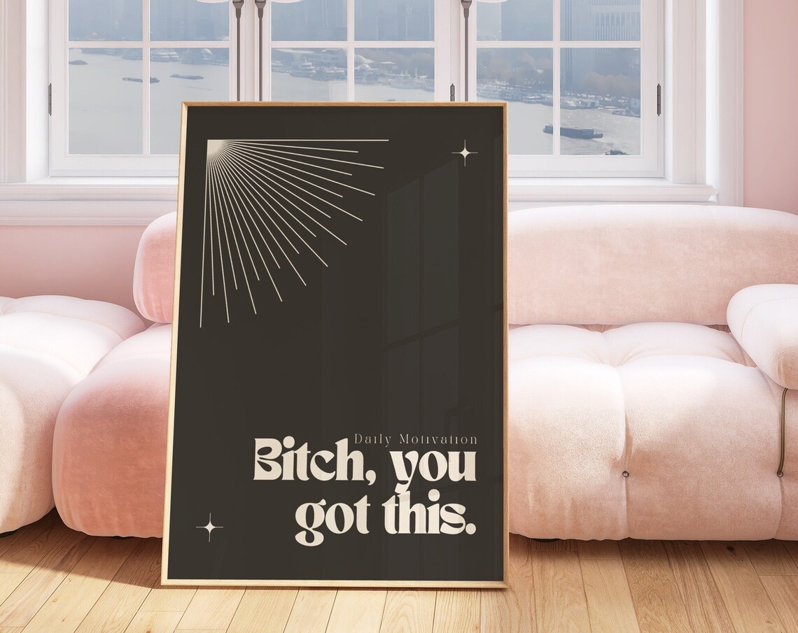 Daily Motivation You Got This Bold Black Retro Sunburst Quote Poster