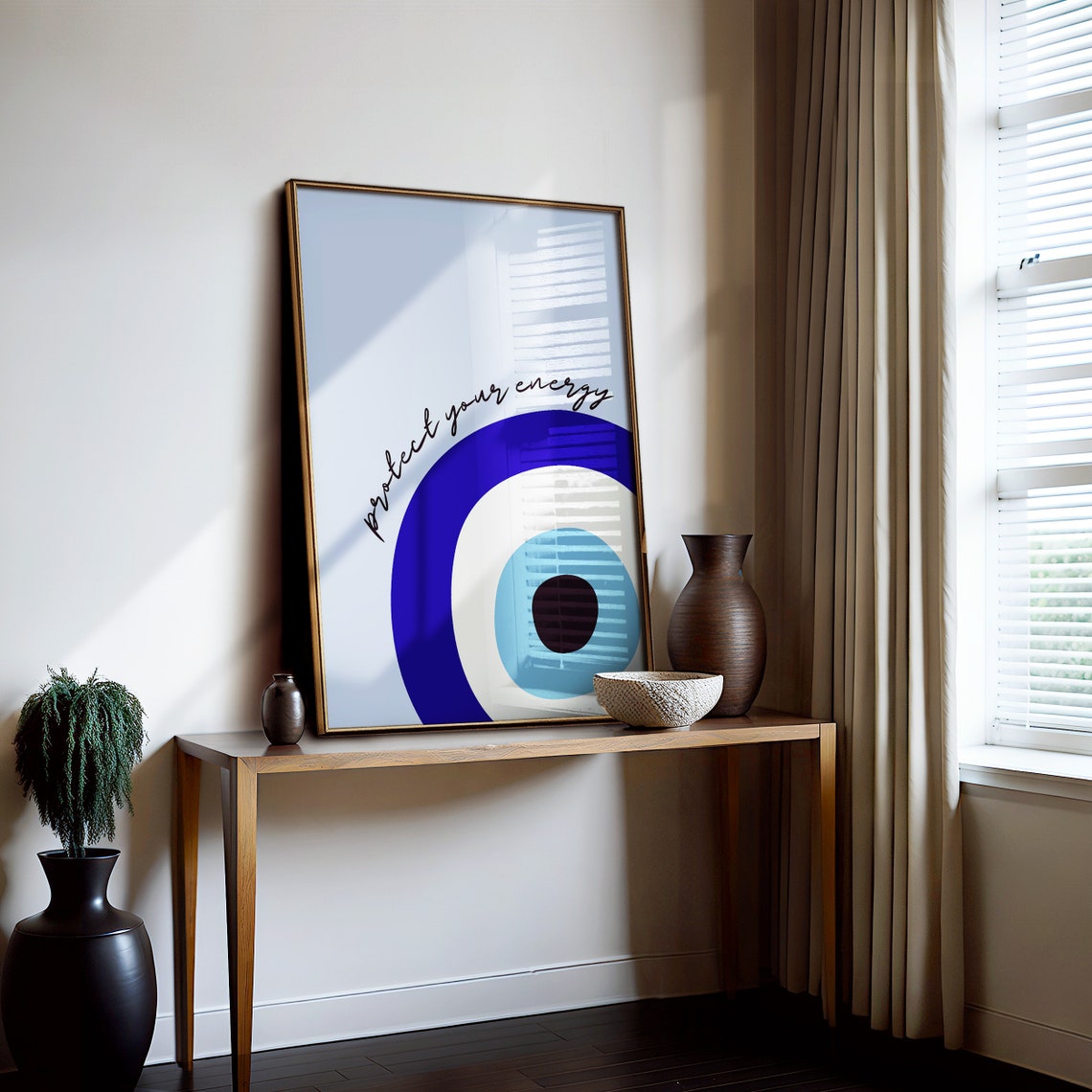 Protect Your Energy Blue Evil Eye Nazar Symbol Lucky Decor Poster - Image 3
