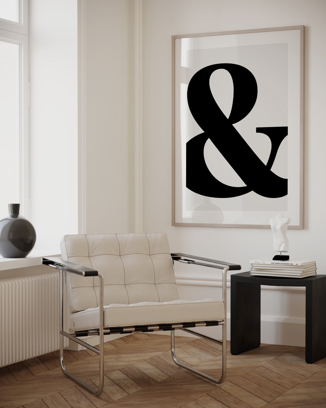 Ampersand Typography Giant Black Symbol Cream Minimalist Poster - Image 4
