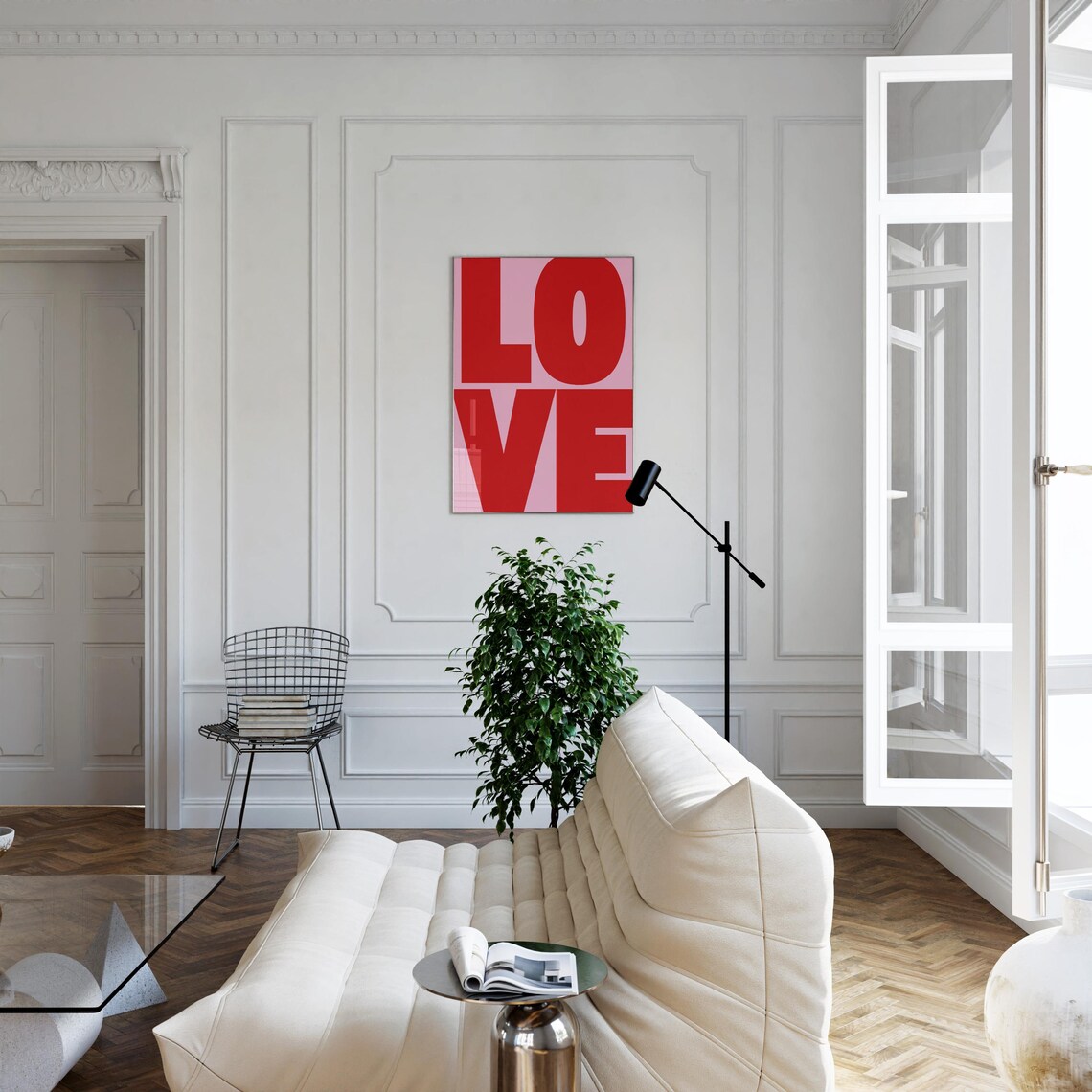 Bold Red Love Letters On Pink Retro Typography Love Quote Poster - Image 2