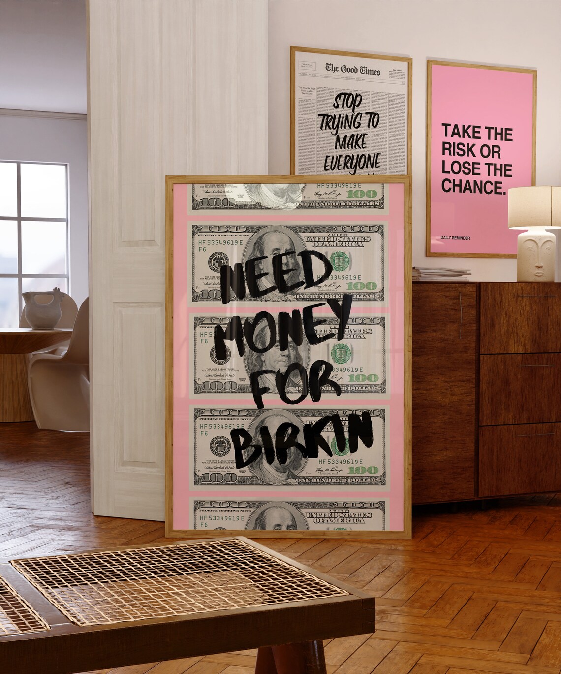 Pink Graffiti Money Poster Print, Preppy Room Decor - Image 2
