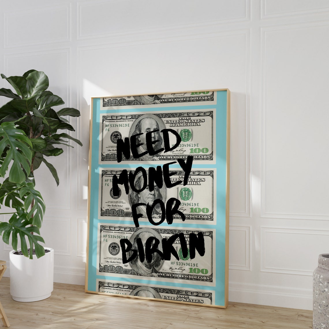 Need Money For Birkin Graffiti Hundred Dollar Bills Money Poster - Image 4