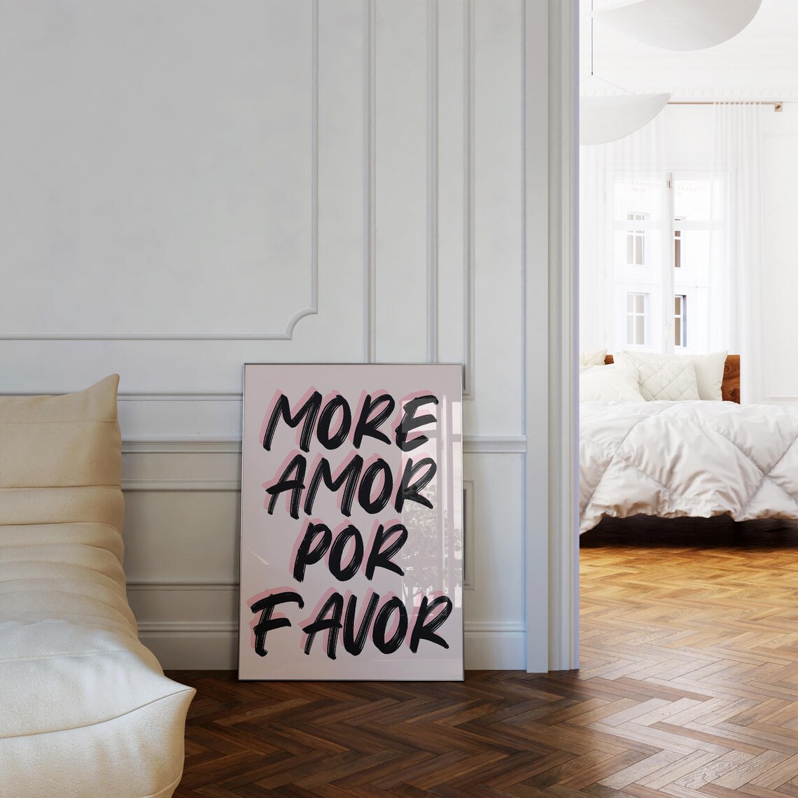 More Amor Por Favor Black Brush Lettering Pink Girly Quote Poster - Image 2