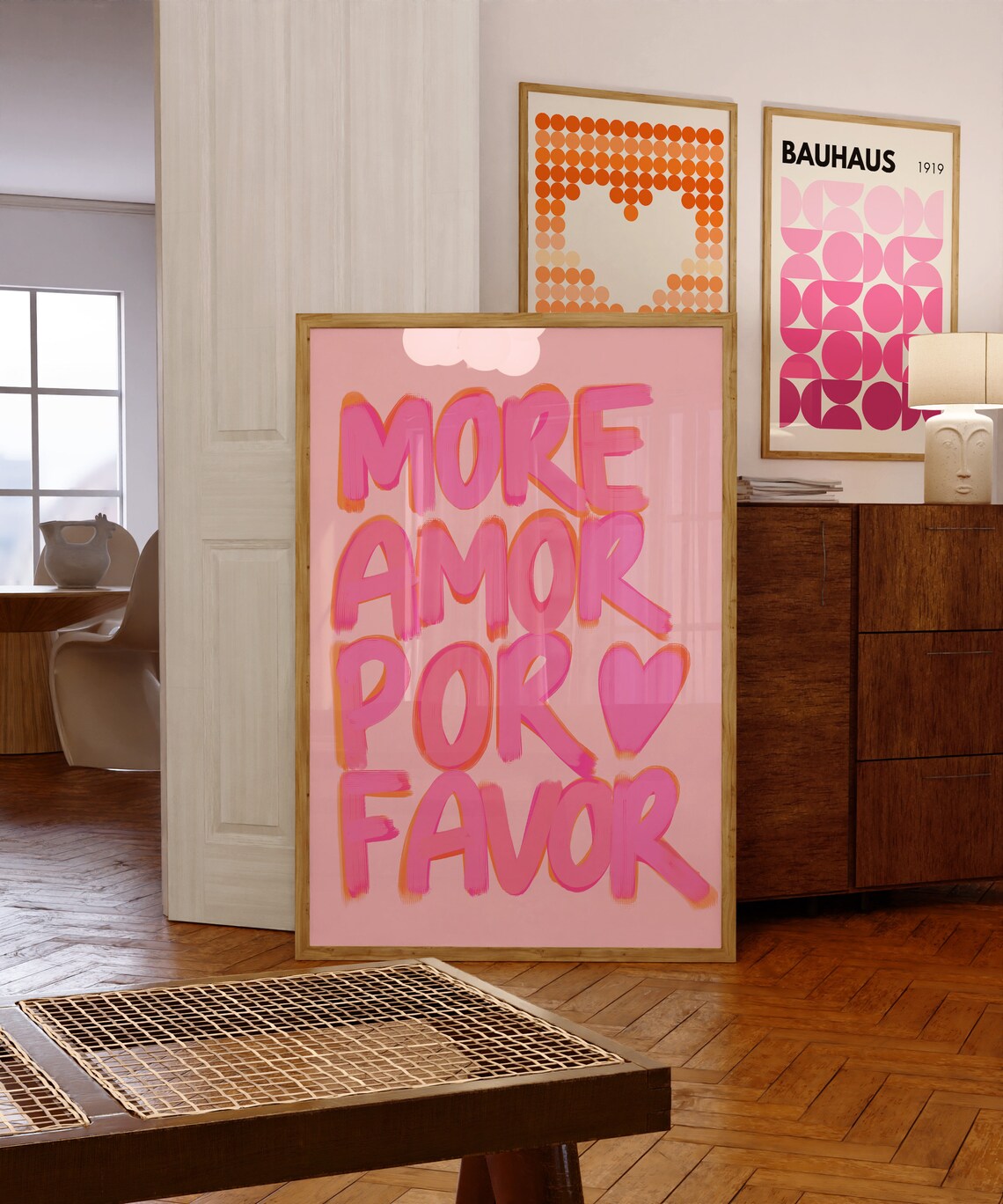 More Amor Por Favor Pink Quote Art Print - Image 3