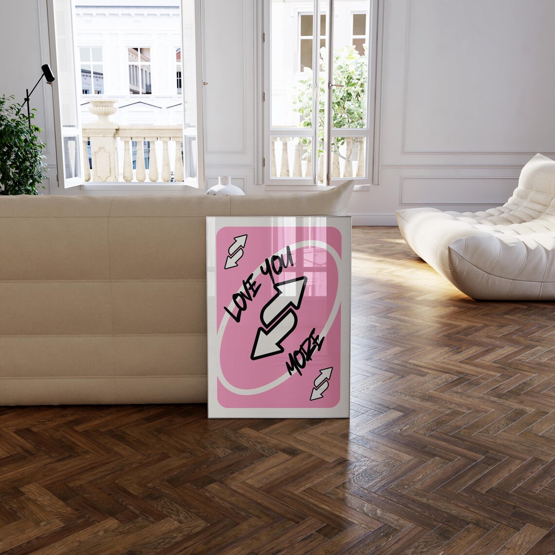 Love You More Pink Retro Playing Card Art Print - Image 3