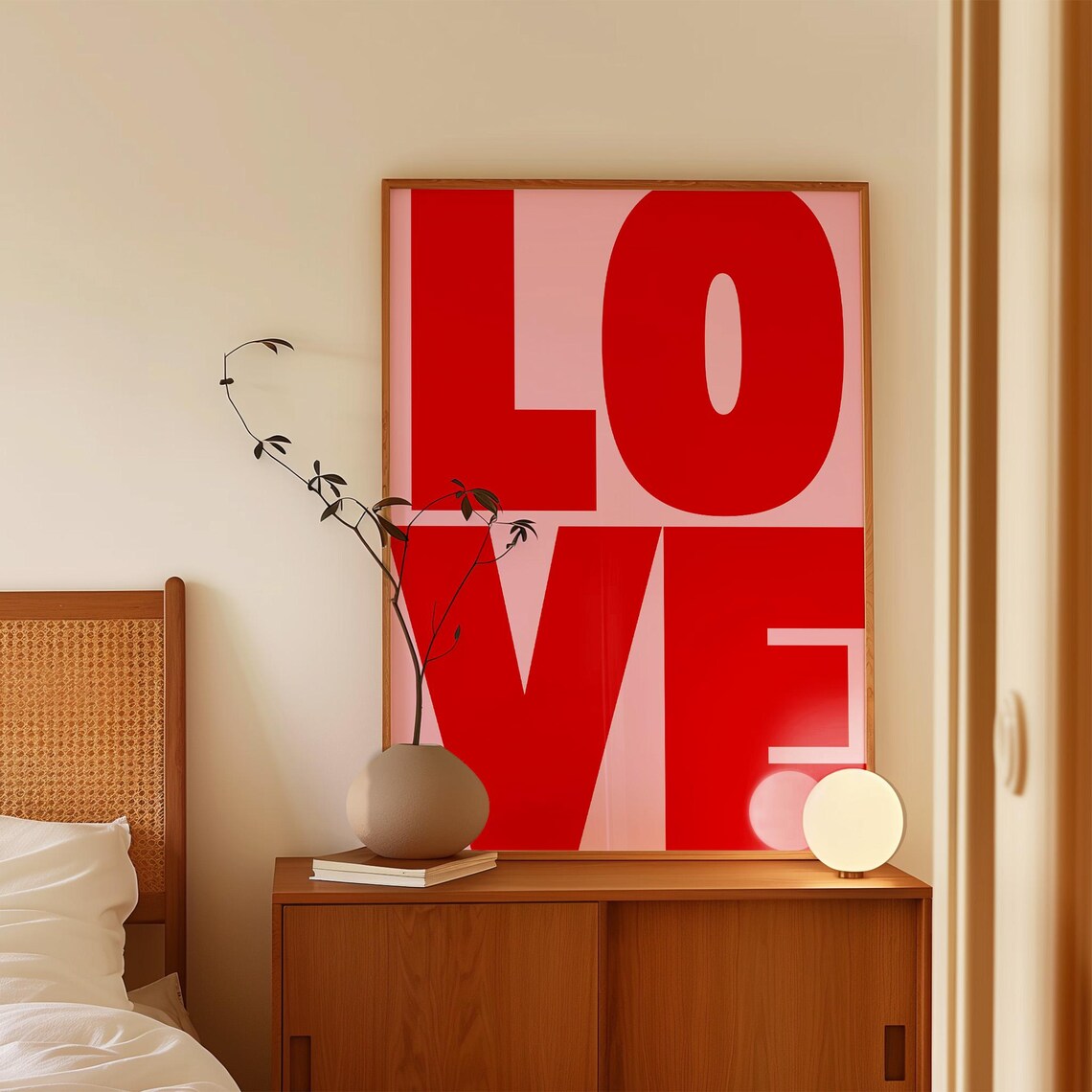 Bold Red Love Letters On Pink Retro Typography Love Quote Poster - Image 4