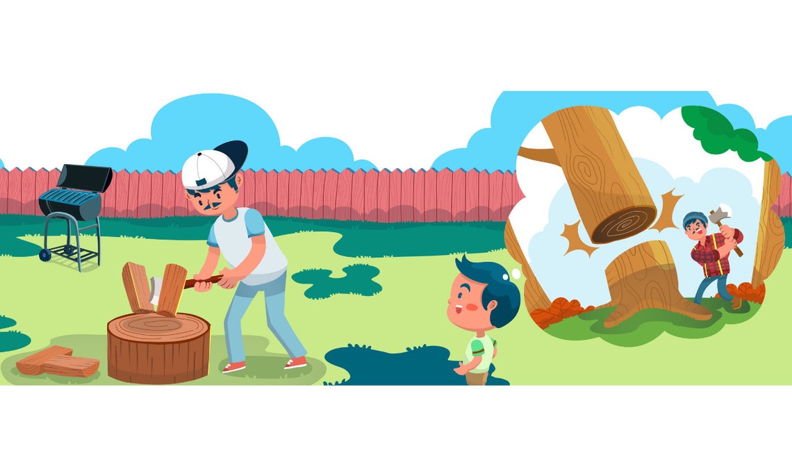 Two Happy Kids Meeting a Friendly Bear in the Blue Forest Poster - Image 2