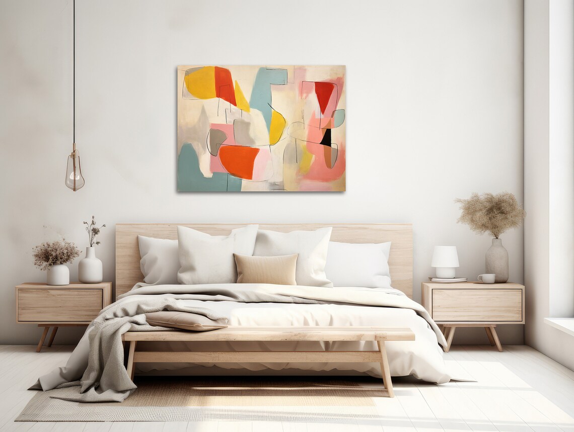 Colorful Abstract Organic Shapes Pastel Pink Orange Yellow Art Poster - Image 2