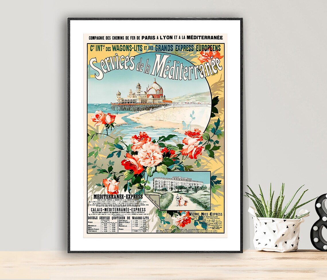 Services De La Mediterranee Vintage Travel Poster