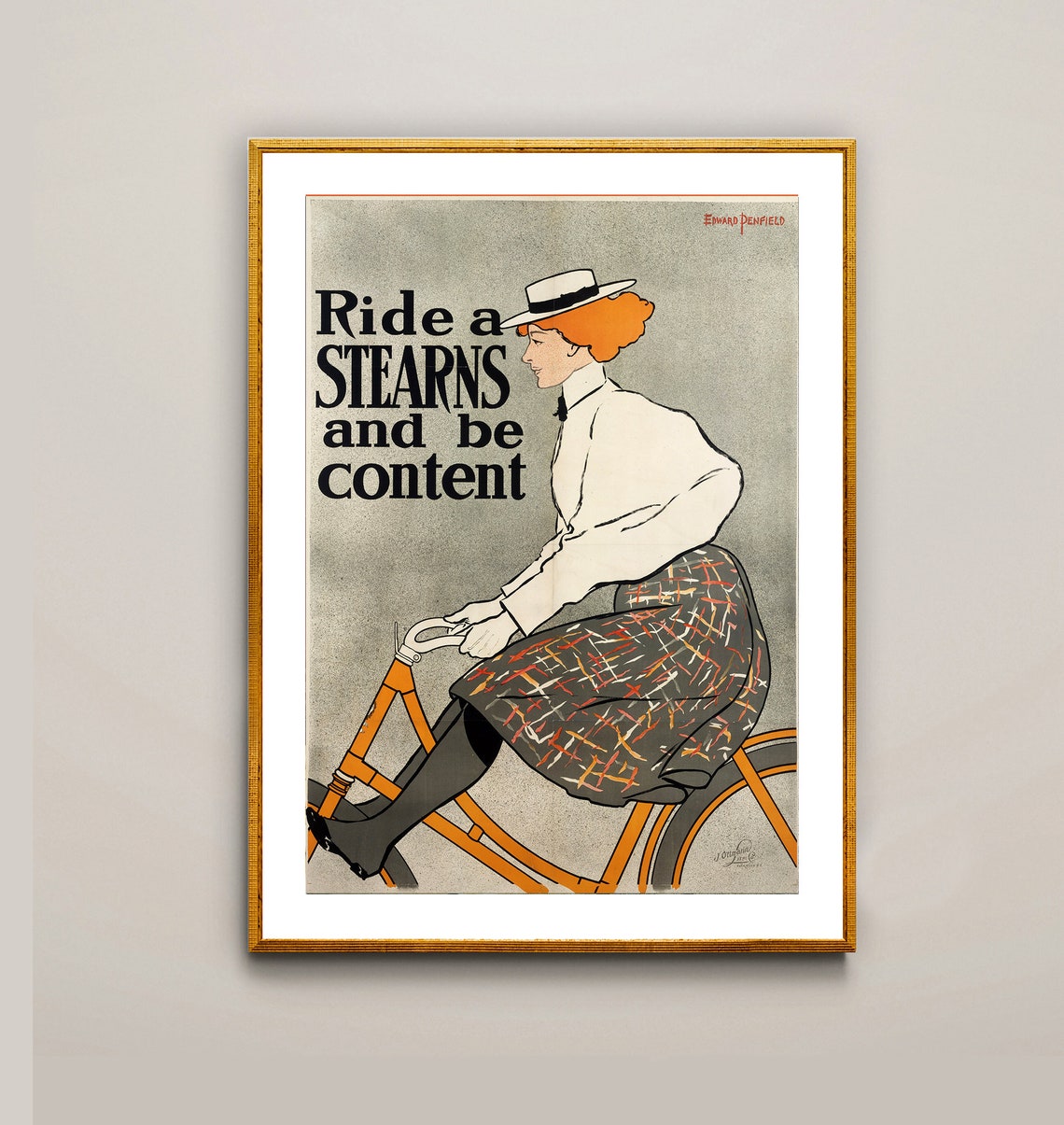 Ride a Stearns and Be Content Edward Penfield Bicycle Art Print - Image 2