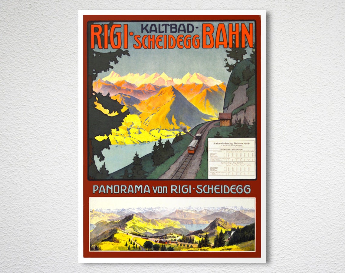 Rigi Scheidegg Bahn Panorama Swiss Railway Vintage Travel Poster - Image 2