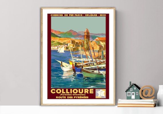 Collioure France Vintage Travel Poster, Travel Poster