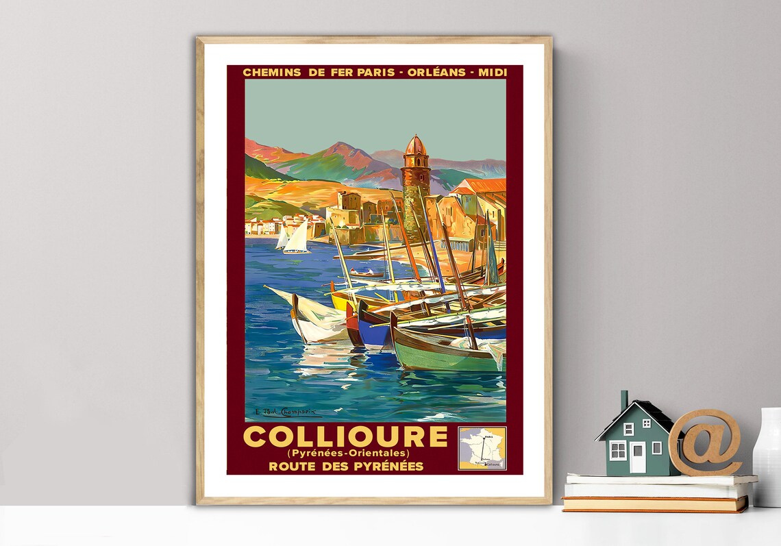 Collioure France Vintage Travel Poster, Travel Poster