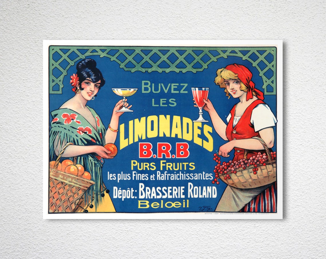 Buvez les Limonades BRB Vintage French Fruit Soda Advertising Poster - Image 2