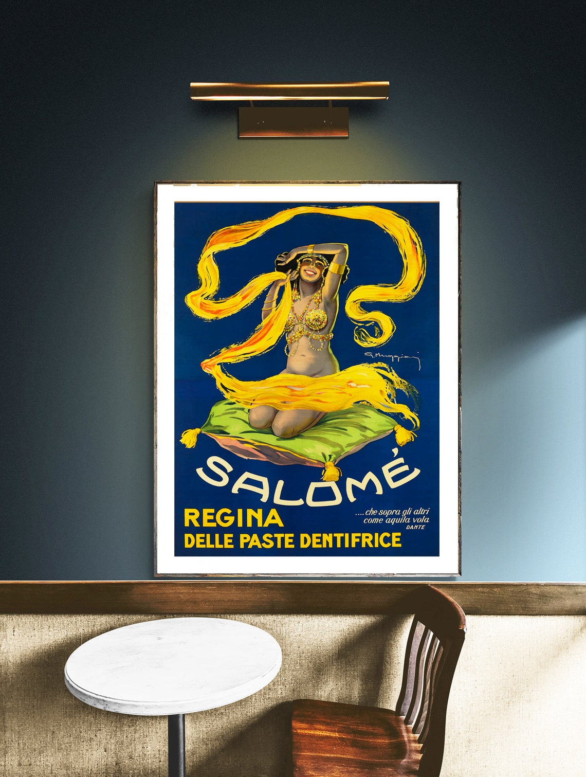 Salome Dancer Golden Veils Blue Vintage Italian Toothpaste Ad Poster