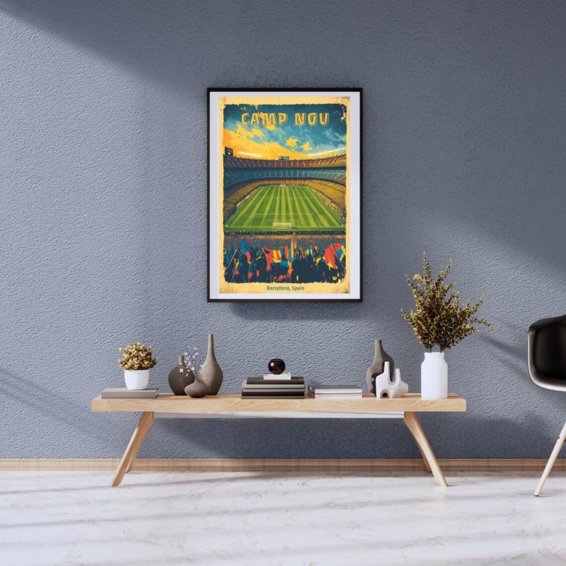 Vintage Camp Nou Barcelona Spain Football Stadium Match Day Poster - Image 2