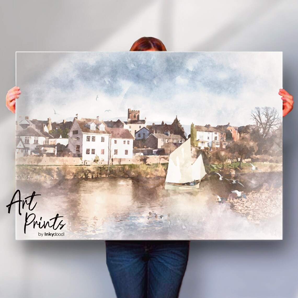 Brecon Welsh River Usk, Landscape Art Print