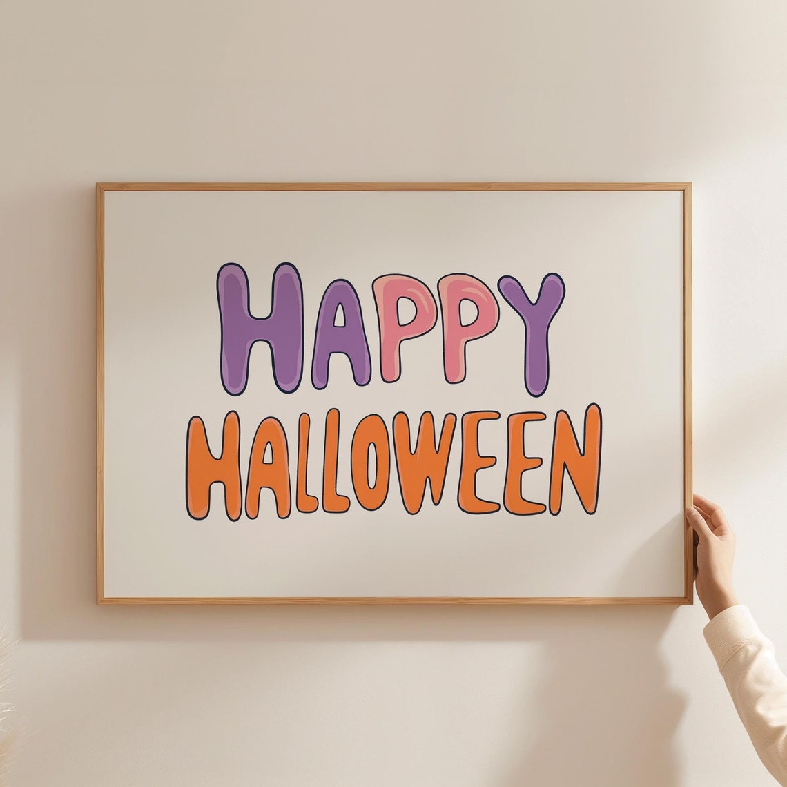 Happy Halloween Colorful Groovy Bubble Letter Retro Party Poster