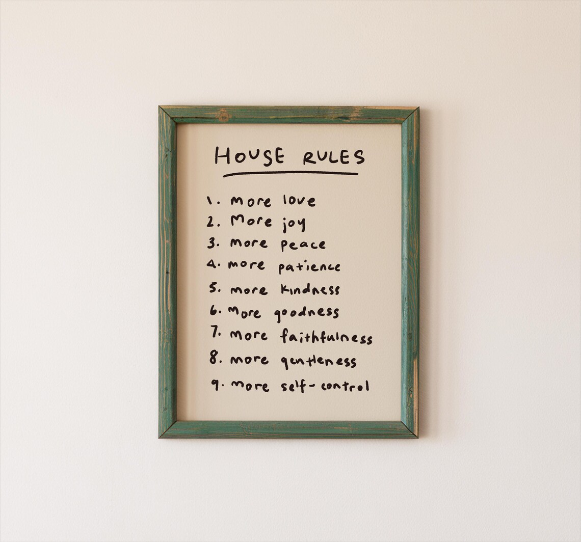 Fruit Of The Spirit Christian House Rules Art Print