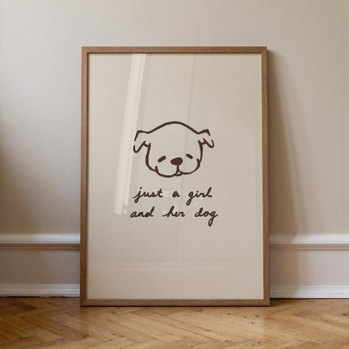 Just A Girl And Her Dog, Minimalist Poster Print