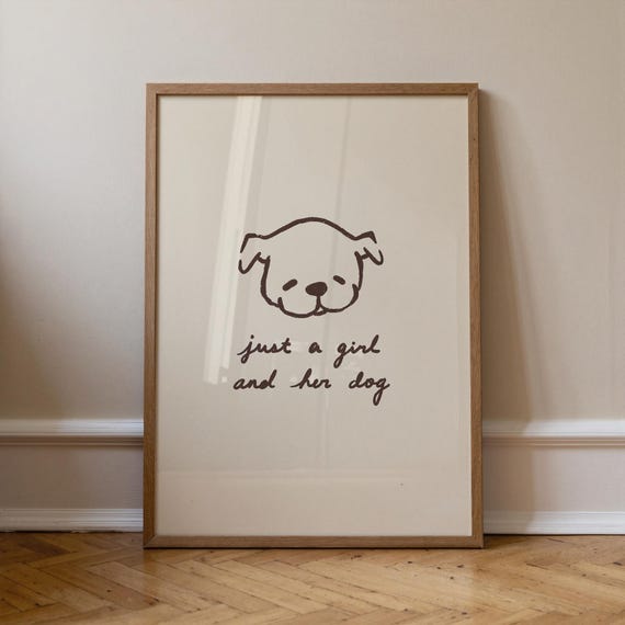 Just A Girl And Her Dog, Minimalist Poster Print