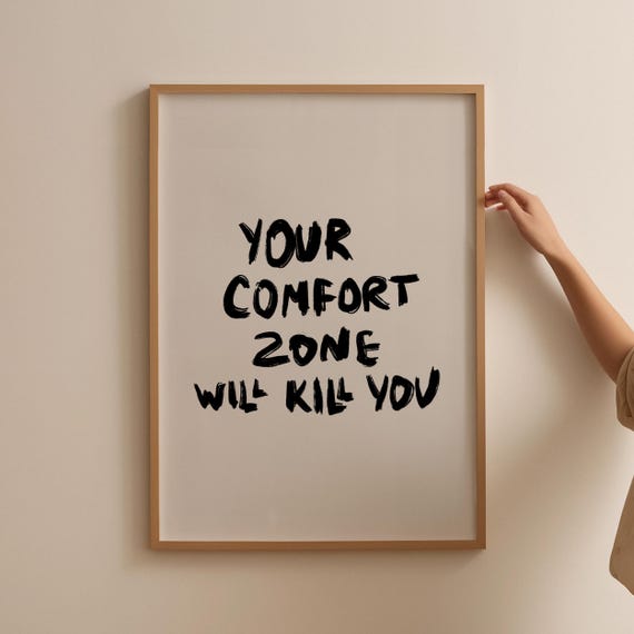Comfort Zone Quote Print Dopamine Wall Living Room Decor Motivational Trendy Colorful Cool Art