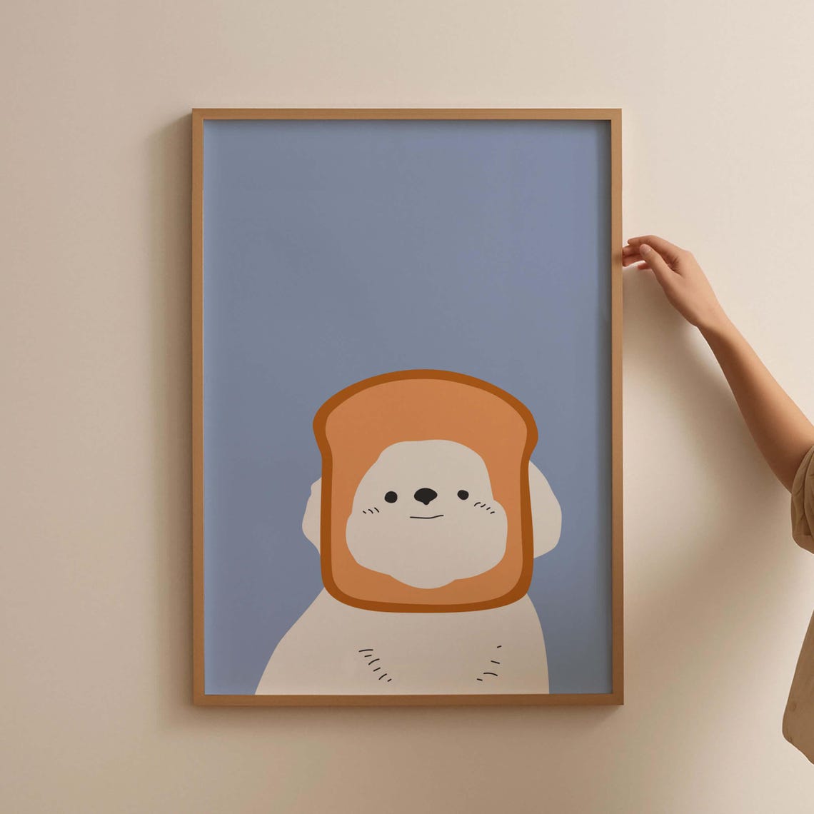 Funny Toast Dog Print Trendy Light Blue Wall Art