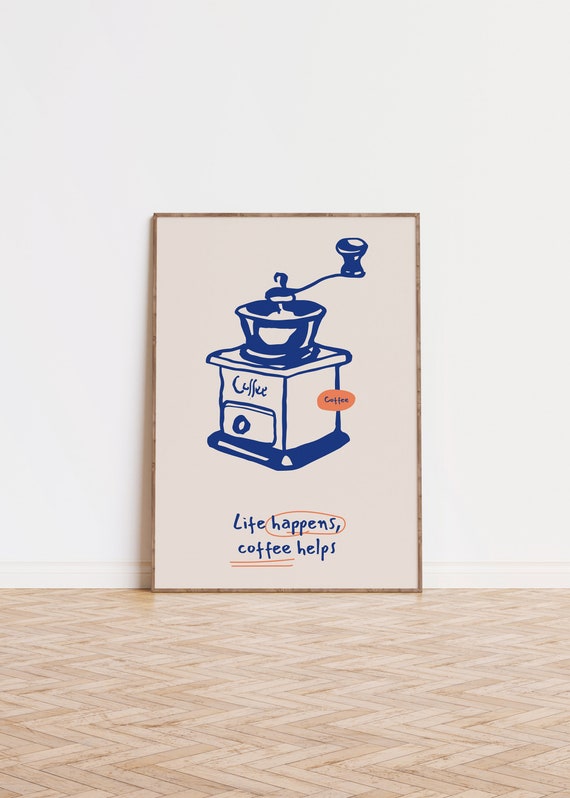 Coffee Art Print Kitchen Decor Helps Funny Poster Retro Prints