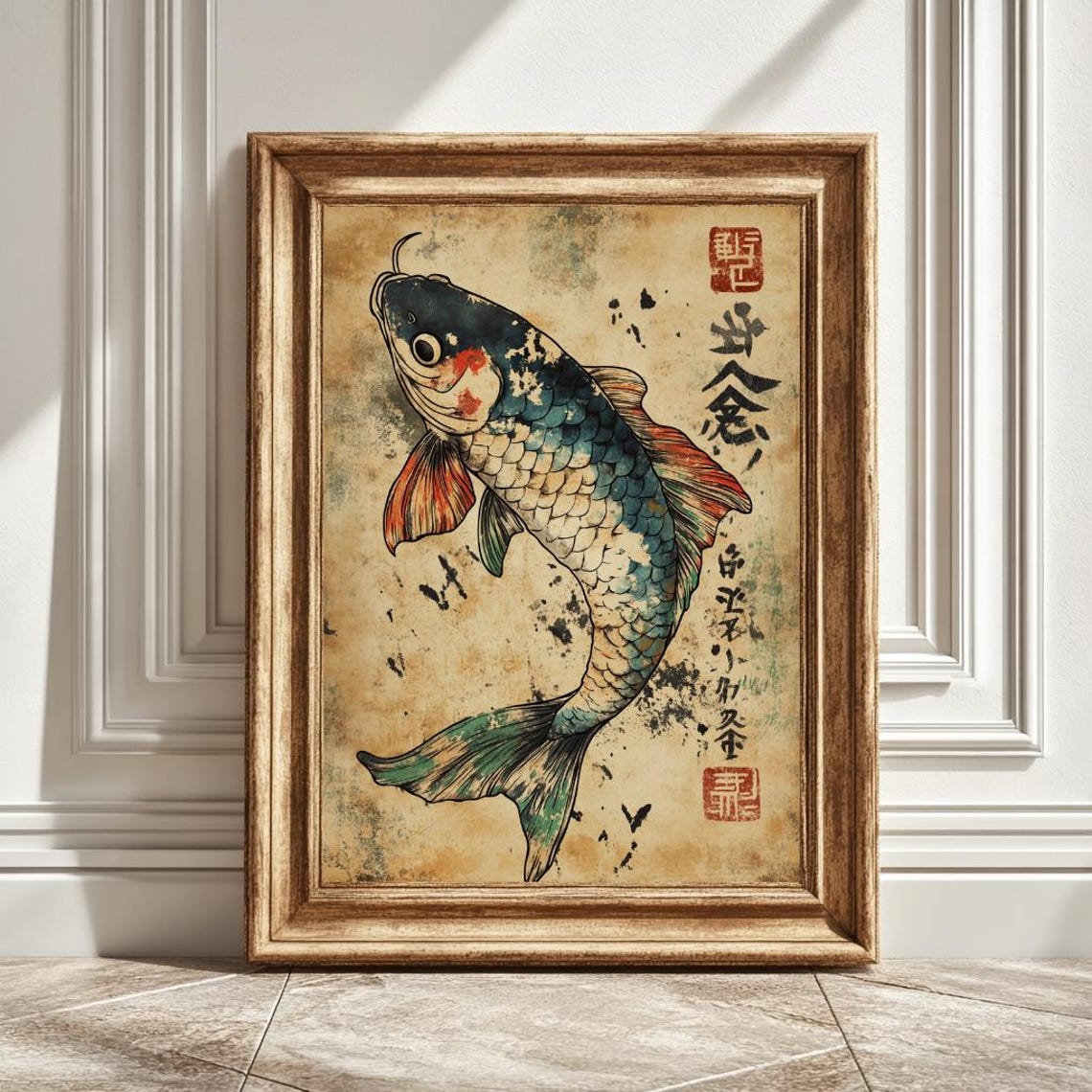 Fish Illustration, Japanese Artwork, Zen Decor