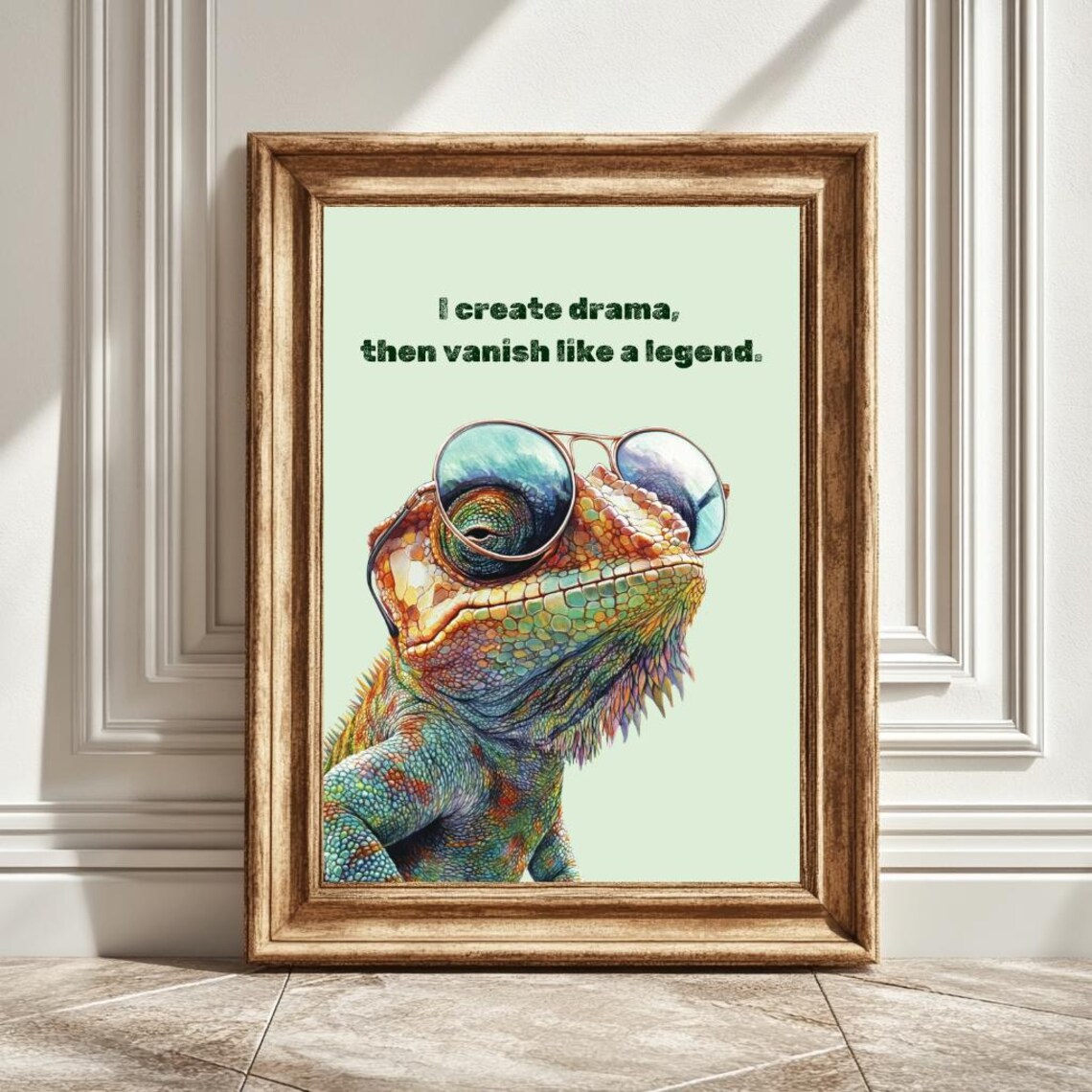 Cool Chameleon Lizard, Create Drana Legend Art Print
