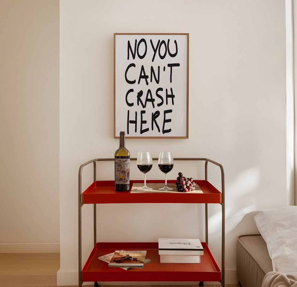 No You Can't Crash Here Funny Bold Typography Apartment Wall Art - Image 2