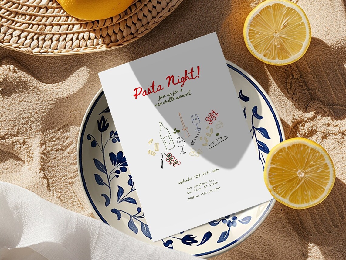 Pasta Night Party Invitation Template, Tomato Invite - Image 2