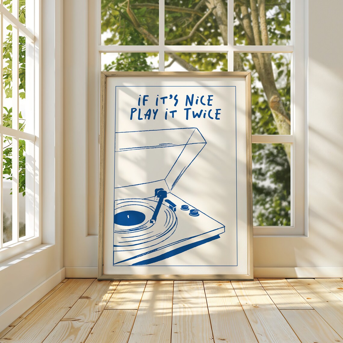 Play It Twice Record Player Retro Music Poster - Image 2