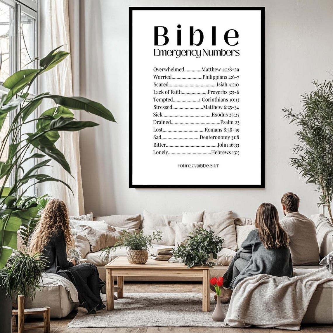 Inspirational Bible Emergency Numbers Wall Art For Christian Home Dcor Scripture Based Encouragement Wall - Image 2